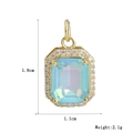 Detailopname van een 18k gouden hanger met blauwe edelsteen inclusief afmetingen - Lichtblauwe Rechthoekige Stijl (10)