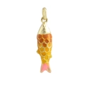 Macro shot of koi fish pendant featuring vibrant gradient enamel scales and 18k gold plating - Gradient Yellow Scales Koi (04)