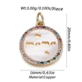 Ciondolo MAMA in rame dorato con zirconi arcobaleno e intarsio in madreperla bianca - Ciondolo Disco mama Cavo Strass Multicolore (YSN016-02)