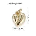 Gepolijste gouden hart hanger voor DIY sieraden, gewicht 1,70g, hoogte 13mm en breedte 8mm - Glad Hart Stijl (YSN185-10)