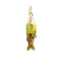 Macro detail of enamel fish charm with 18k gold plating for DIY jewelry making - Gradient Green Yellow Scales Fish (06)