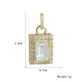 Gedetailleerde afmetingen van de 18k vergulde hanger met emerald geslepen diamantjes - Transparant Rechthoek (09)