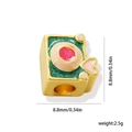 Detail of 18k gold plated geometric stone charm with green enamel and size measurement - Green Glitter Texture Cube (22)