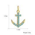 Detailed size view of 18k gold plated anchor pendant with blue stone inlay - Blue Stone Inlaid Anchor (09)