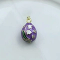 Detail of purple enamel egg pendant featuring lily of the valley and 18k gold accents - Purple Lily (12)