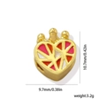 Detailed view of 18k gold plated heart charm with crown top and colorful enamel patterns - Crown Heart Mosaic Pendant (25)