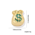 Detail of 18k gold money bag charm with green dollar sign and physical dimensions - Green Money Bag Shape Pendant (26)