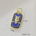 Detail view of a 2.0x0.8cm blue enamel owl pendant with golden 18k plating and 1.5g weight - Dark Blue Owl (02)