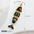 Pendentif poisson articulé avec pierres colorées et dimensions de 4,7 cm par 1,0 cm - Style Articulé Noir (19)
