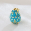 Exquisite 18k gold plated Russian egg pendant with teal enamel and filigree patterns - Teal (05)