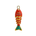 Pendentif poisson en émail rouge et vert vibrant avec détails dorés élégants - Style Koi Rouge (01)