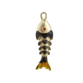 Vue détaillée du pendentif poisson avec écailles en émail noir et œil en gemme - Style Rétro Chinois Noir (04)