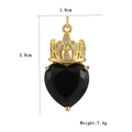 Macro shot of a 3.8cm crown-topped heart pendant with dimensions and weight details - Black Crown Heart Rhinestone Style (05)