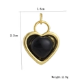Detailed view of 18k gold plated heart pendant with black enamel finish and measurements - Heart Black Inset Style (06)