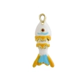 Pendentif poisson en émail avec écailles orange et bleu et pierre précieuse rouge - Style Ajouré Blanc Orange Bleu (13)