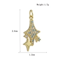 Detailed view of gold plated star pendant with blue cubic zirconia and dimensions - Starburst Meteor Style (01)