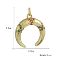 Detail view of a gold horn pendant with colored gems, size 2.3cm by 1.8cm, weight 2.4g - Horn Triple Zircon Style (08)