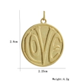 Detail view of a 18k gold plated LOVE heart pendant with dimensions 2.8cm by 2.25cm - Artistic LOVE Round Style (10)