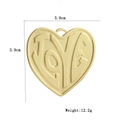 Macro view of 18k gold heart pendant featuring LOVE engraving and size dimensions - Large 3D LOVE Heart Style (12)