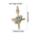 Pendentif croix en cuivre plaqué or 18k avec pierre bleue et diamants blancs - Croix avec Gemme Bleue et Strass (27)