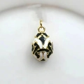 18k gold plated Fabergé-style egg pendant with black and white enamel and vintage patterns - Black White Geometric (18)