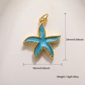 Detailed view of starfish jewelry pendant with blue enamel and gold relief borders - Starfish