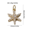 Pendentif flocon en plaqué or 18k serti de zircons avec dimensions précises - Breloque Flocon de Neige Pavée de Zircon (28)