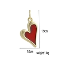 Detailed view of red enamel heart pendant with 18k gold plated finish and 1.9cm height - 3D Red Heart (02)