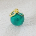 Detailed lime fruit pendant charm with textured green enamel and gold ring - Lime (02)