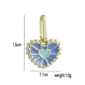 Detail showing blue heart charm in 18k gold plating with size 1.6x1.1cm and 1g weight - Radiant Blue-Green Heart (03)