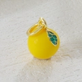 Fashionable lemon fruit pendant with green leaf and golden metal loop for DIY jewelry making - Lemon (04)