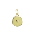 Gold-plated heart pendant with yellow enamel inlay and metallic accent for jewelry making - Pale Yellow Heart (05)
