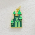 Exquisite 18k gold plated castle charm with green enamel for DIY jewelry making - Green Castle (03)