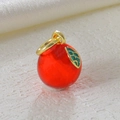 Red apple charm pendant with gold leaves for DIY jewelry making and fashion accessories - Red Apple (05)