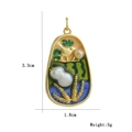 Detail showing 3.3cm x 1.8cm size and weight of enamel cactus flower gold pendant - Bird and Gourd Style