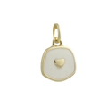 Macro shot of gold-plated heart pendant with white enamel inlay and jewelry clasp - Irregular White Heart (7)