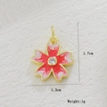Detail of 1.7cm cherry blossom pendant with enamel petals and zircon center - Pink Gradient Sakura Style (01)