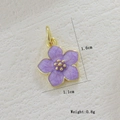 Macro detail of a 1.6cm purple cherry blossom pendant with gold trim and size annotations - Purple Glazed Sakura Style (8)
