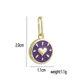 Detail of 18k gold plated heart pendant with purple enamel and precise dimensions - Radiant Purple Heart (9)