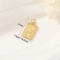 Pendentif timbre rectangulaire doré avec gravure love et petite pierre de zircon blanc - Breloque Vintage Timbre Love (36)