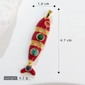 Pendentif poisson articulé en alliage doré avec émail rouge et pierres colorées - Style Joint Articulé Rouge (21)