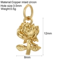 Golden copper rose pendant inlaid with sparkling zircon for DIY necklaces and bracelets - Rose Flower Copper Zircon Style (16)
