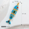 Pendentif poisson articulé en émail bleu avec pierres précieuses et finition dorée - Style Amovible Articulé Bleu (23)