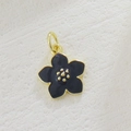 Detail of cherry blossom pendant with black enamel finish and gold plated border - Black Glazed Sakura Style (06)