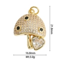 Golden mushroom pendant with pink micro zircons and a clear heart-shaped stone - Heart Mushroom Shape Style (17)