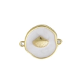 Detail of 18k gold plated shell pendant with white enamel finish and double ring connectors - White Shell Double Ring (14)