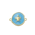 Detail of 18k gold plated turtle charm with blue enamel for DIY jewelry making - Sky Blue Sea Turtle (16)