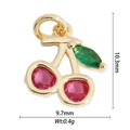 Golden cherry pendant with pink faceted stones and green leaf gem measures 10.3mm x 9.7mm - Pink Cherry Fruit Style (19)