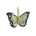 Colgante de mariposa chapado en oro 18k con esmalte degradado verde y detalles de circón - Mariposa Verde y Negra