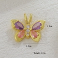 Detail of a 18k gold butterfly pendant featuring purple and pink gemstones with dimensions - Butterfly Color Gemstones (29)